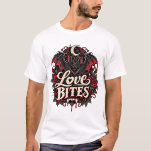 Love Bites Gothic Vampire Bat Romantic T-Shirt