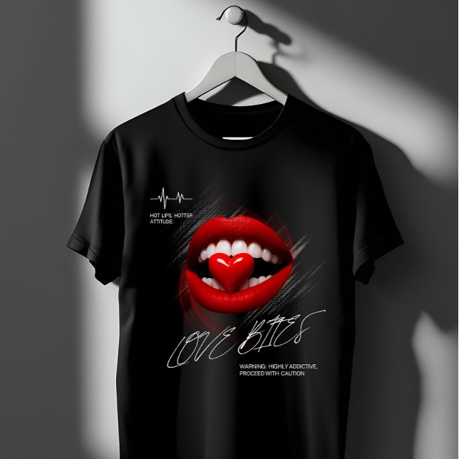 Love Bites Red Lips Heart Attitude Graphic T-Shirt (Creator Uploaded)
