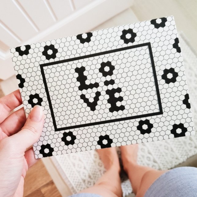 LOVE black and white blank tile design card (Creator Uploaded)