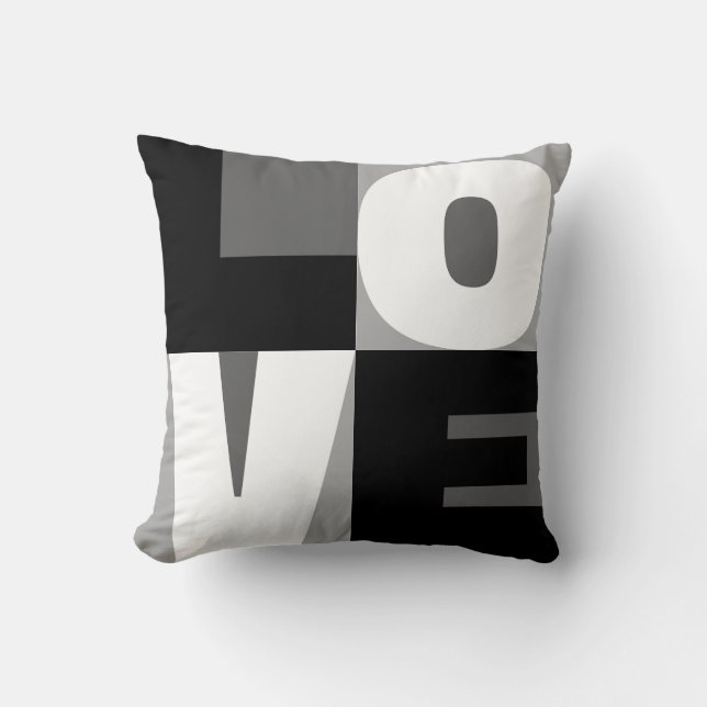 Love Black And White Clean-Cut Letter Art Design Cushion (Front)