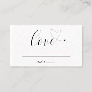 Love Black and White Cute Elegant Modern Wedding Place Card