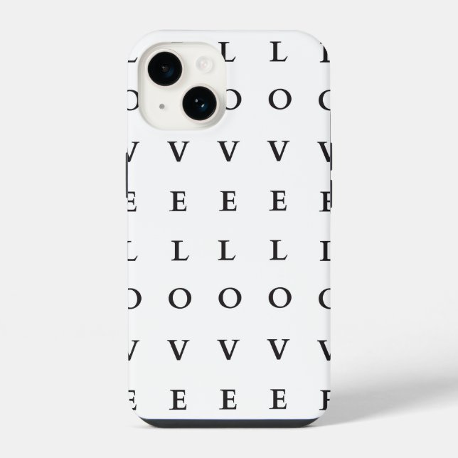 Love Black and White Text  iPhone Case (Back)