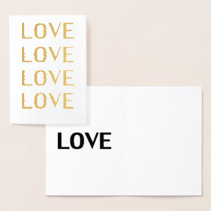 Love black and white typography modern elegant foil card