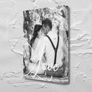 LOVE Black and White Wedding Photo Canvas Print