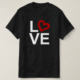 LOVE, Black and White with Red Sketched Heart T-Shirt