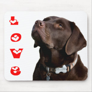 Love Black & Brown Labrador Retriever Mouse Pad