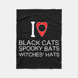 Love Black Cat Spooky Bats Witches Hats Halloween Fleece Blanket