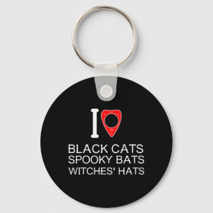 Love Black Cat Spooky Bats Witches Hats Halloween Key Ring