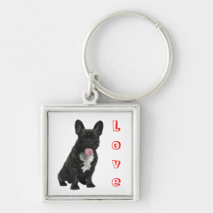 Love Black French Bulldog Puppy Dog Keychain
