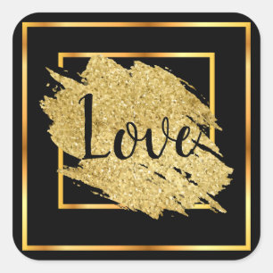 Love Black Gold Royal Design Square Sticker