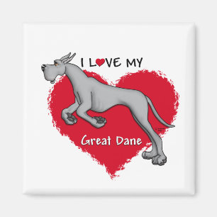 Love Black Great Dane Magnet