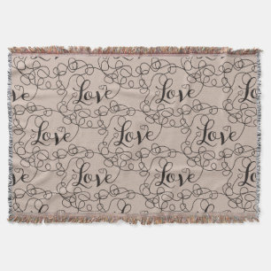 LOVE black seamless pattern with LINES Throw Blanket