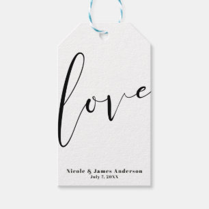 LOVE Black White Modern Typography Wedding Favour Gift Tags