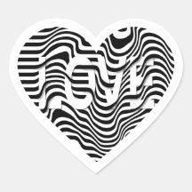 LOVE black white striped heart modern