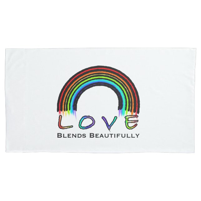 Love Blends beautifully, rainbow/heart 2 designs Pillowcase (Front-Left)