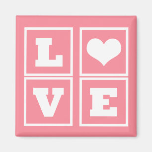Love Blocks Magnet, Pink Magnet