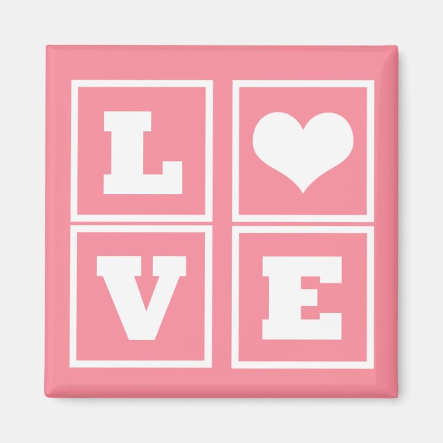 Love Blocks Magnet, Pink Magnet (Front)