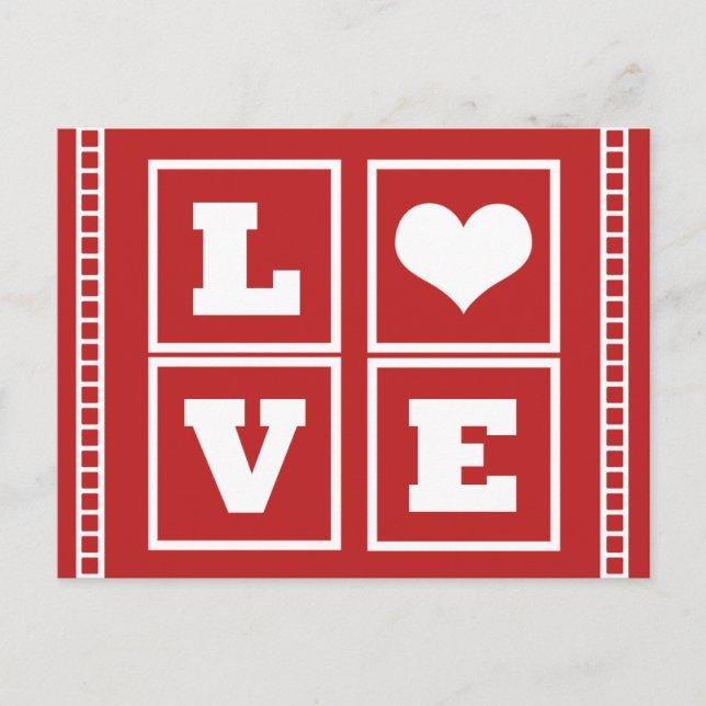 Love Blocks Postcard, Dark Red Postcard (Front)