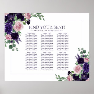 Love Bloom Elegant Burgundy Floral Seating Chart
