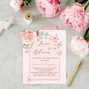 Love Bloom rose butterfly Bridal Shower invitation