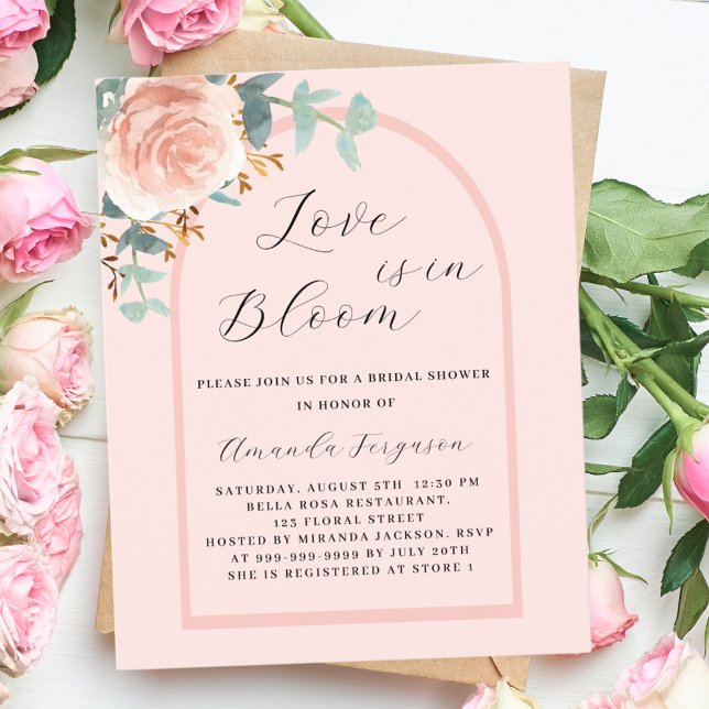 Love Bloom rose gold arch Bridal Shower invitation (Creator Uploaded)