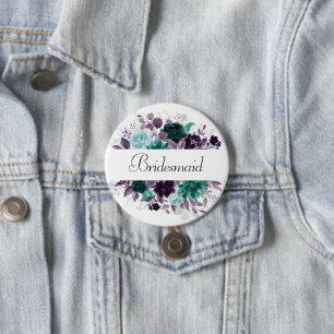 Love Bloom Rustic Blue Red Garland Bridal Party 7.5 Cm Round Badge