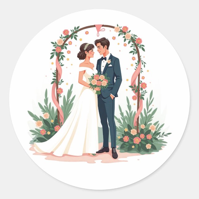 Love Bloom Wedding Sticker (Front)