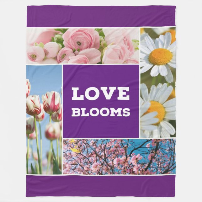 Love Blooms Fleece Throw Blanket (Front)