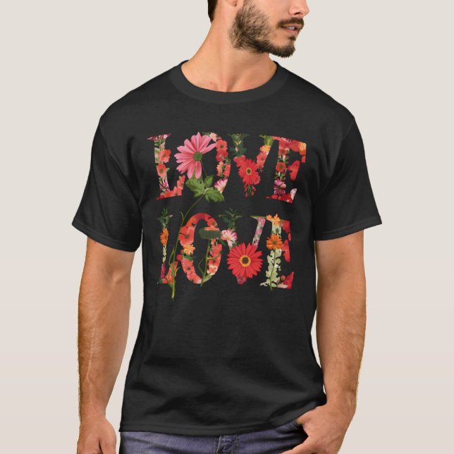 Love Blooms Floral Passion Garden of Love retro T-Shirt (Front)