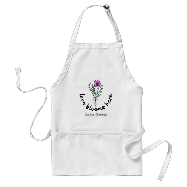 Love Blooms Here Personalise Name Gardening Lovers Standard Apron (Front)