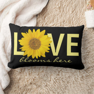 Love Blooms Here Yellow Sunflower Back Lumbar Cushion
