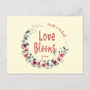 Love Blooms Personalised Bride Groom Save the Date Postcard