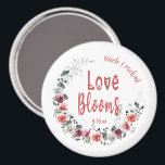Love Blooms Personalised Bride Groom Wedding Date Magnet<br><div class="desc">Love Blooms with this floral bouquet personalised custom button magnet.</div>
