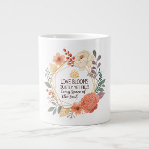 Love Blooms Quietly – Floral Quote Watercolour Large Coffee Mug