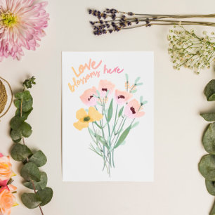 Love Blossoms Here Watercolour Bouquet Card