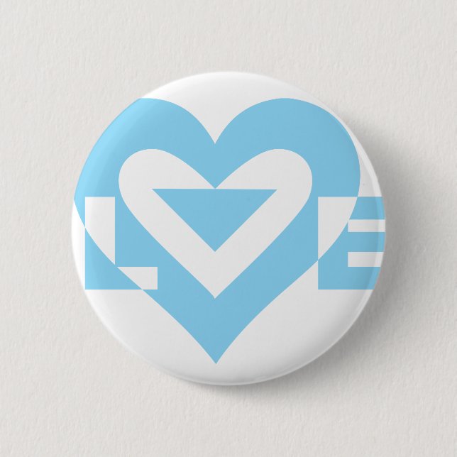 Love Blue 6 Cm Round Badge (Front)