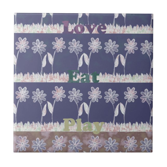 Love Blue Baby Shower colours Ceramic Tile (Front)