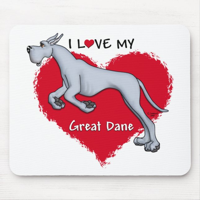 Love Blue Great Dane Mouse Pad (Front)