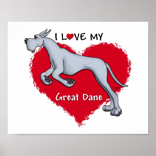 Love Blue Great Dane Poster (Front)