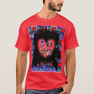 Love Blue Heart Red T-Shirt