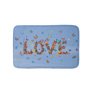 LOVE Blue Sky Butterflies   Inspirational Hope Joy Bath Mat