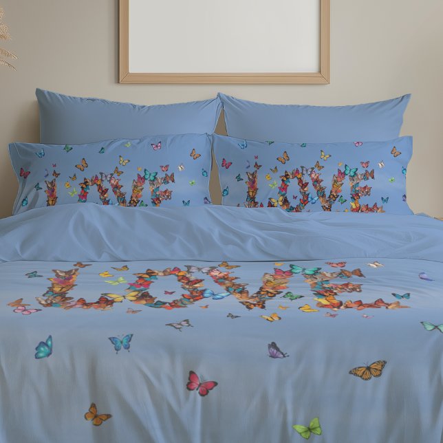 LOVE Blue Sky Butterflies | Inspirational Hope Joy Pillowcase (Creator Uploaded)