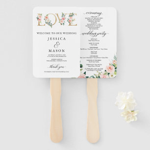 Love Blush Florals Wedding Program Fan