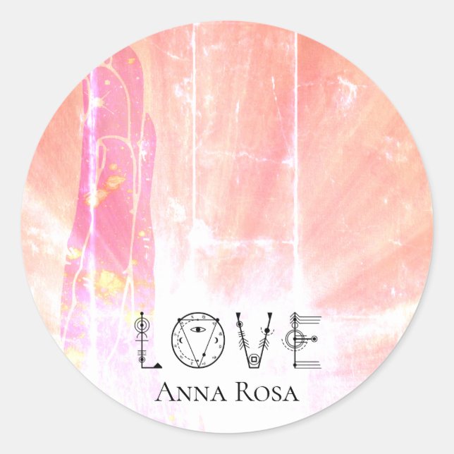 *~* Love Blushing Pink Energy Healing Hand Rays Classic Round Sticker (Front)