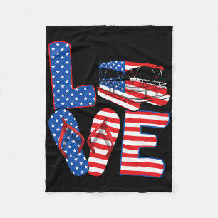 Love Boating Usa Tritoon Pontoon Flip Flops 4th Of Fleece Blanket