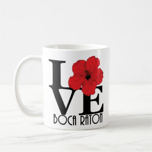 LOVE Boca Raton Red Hibiscus 1oz Two-Tone Coffee M Mug