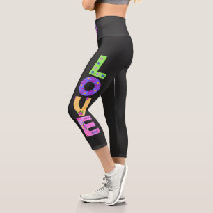 LOVE Bold Floral Bohemian High Waisted Capris