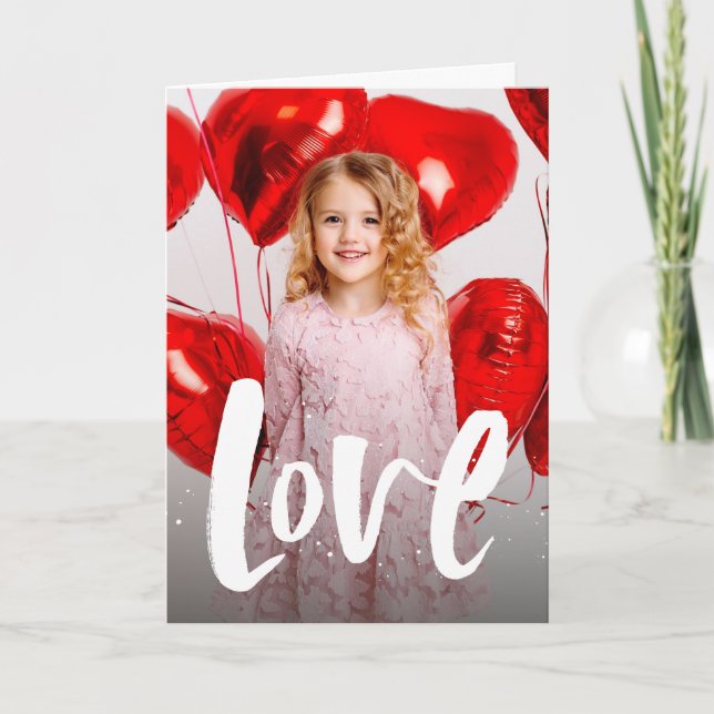 Love bold modern Valentine's Day photo folded card (Front)