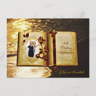 Love Book 50th Wedding Anniversary Photo Invites