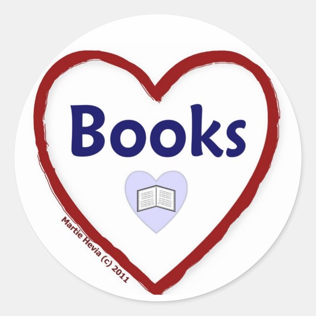 Love Books Classic Round Sticker (Front)
